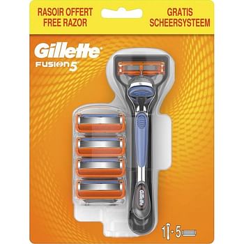 Aanbiedingen Set Gillette Fusion 5 Scheerapparaat 5 Mesjes - Geldig van 26/12/2021 tot 21/01/2022 bij Drogisterij.net