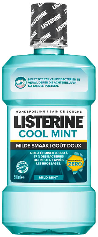 Aanbiedingen Listerine Mondwater Cool Mint Milde Smaak 500ml - Geldig van 26/12/2021 tot 21/01/2022 bij Drogisterij.net