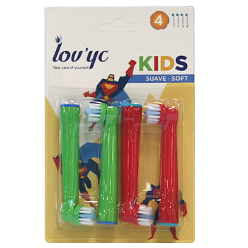 Aanbiedingen Lov Yc Kids Opzetborstels Soft Superman 4stuks - Geldig van 26/12/2021 tot 21/01/2022 bij Drogisterij.net