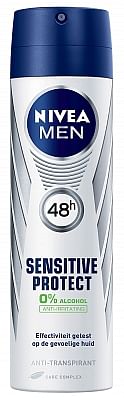 Aanbiedingen Nivea Men Sensitive Protect Deodorant Spray 150ml - Geldig van 26/12/2021 tot 21/01/2022 bij Drogisterij.net