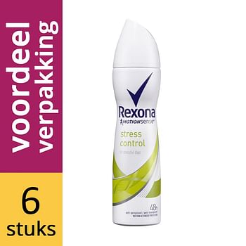 Aanbiedingen Rexona Deodorant Spray Women Stress Control Voordeelverpakking 6x200ml - Geldig van 26/12/2021 tot 21/01/2022 bij Drogisterij.net