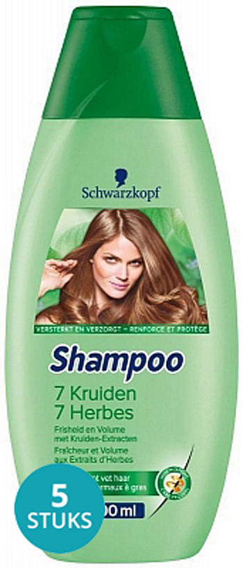 Aanbiedingen Schwarzkopf Shampoo 7 Kruiden Voordeelverpakking 5x400ml - Geldig van 26/12/2021 tot 21/01/2022 bij Drogisterij.net