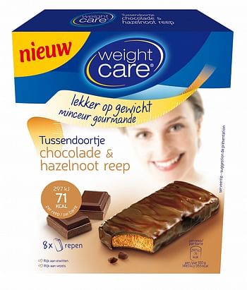 Aanbiedingen Weight Care Tussendoortje Chocolade Hazelnoot - Geldig van 26/12/2021 tot 21/01/2022 bij Drogisterij.net