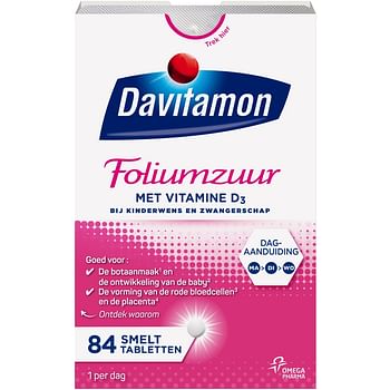 Aanbiedingen Davitamon foliumzuur met vitamine d - Geldig van 27/12/2021 tot 21/01/2022 bij Drogisterij.net
