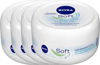 Aanbiedingen Nivea Soft Hydraterende Creme Pot Voordeelverpakking 4x50ml - Geldig van 27/12/2021 tot 21/01/2022 bij Drogisterij.net