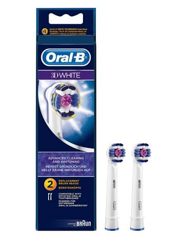 Aanbiedingen Oral B Opzetborstels Eb 18-2 3D White 2stuks - Geldig van 27/12/2021 tot 21/01/2022 bij Drogisterij.net