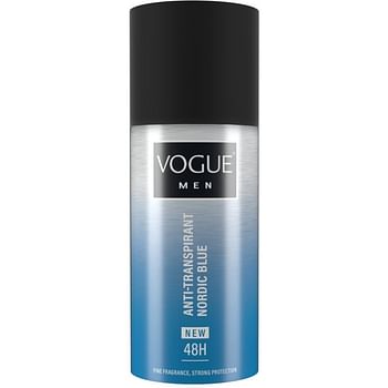 Aanbiedingen Vogue Men Nordic Blue Deodorant Spray Anti-transpirant 150ml - Geldig van 30/12/2021 tot 21/01/2022 bij Drogisterij.net