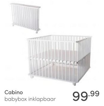 Aanbiedingen Cabino babybox inklapbaar - Cabino - Geldig van 26/12/2021 tot 08/01/2022 bij Baby & Tiener Megastore
