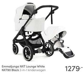 Aanbiedingen Emmaljunga nxt lounge white nxt90 black 2-in-1 kinderwagen - Emmaljunga - Geldig van 26/12/2021 tot 08/01/2022 bij Baby & Tiener Megastore