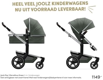 Aanbiedingen Joolz day+ marvellous green 2-in-1 kinderwagen - Joolz - Geldig van 26/12/2021 tot 08/01/2022 bij Baby & Tiener Megastore