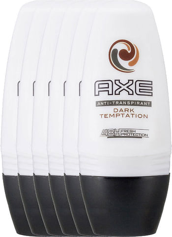Aanbiedingen Axe Dark Temptation Deodorant Roller Anti-transpirant Voordeelverpakking 6x50ml - Geldig van 04/12/2021 tot 21/01/2022 bij Drogisterij.net
