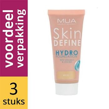 Aanbiedingen Mua Skin Define Hydro Foundation Beige - Geldig van 15/08/2021 tot 21/01/2022 bij Drogisterij.net