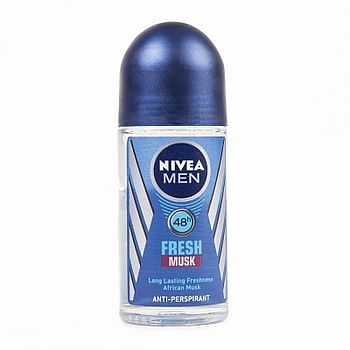 Aanbiedingen Nivea Men Deodorant Deoroller Fresh Musk 50ml - Geldig van 15/08/2021 tot 25/12/2021 bij Drogisterij.net