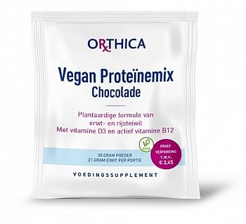 Aanbiedingen Orthica Vegan Proteinemix Chocolade Sachets - Geldig van 15/08/2021 tot 25/12/2021 bij Drogisterij.net