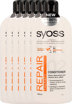 Aanbiedingen Syoss Conditioner Repair Therapy Voordeelverpakking 6x500ml - Geldig van 15/08/2021 tot 19/10/2021 bij Drogisterij.net