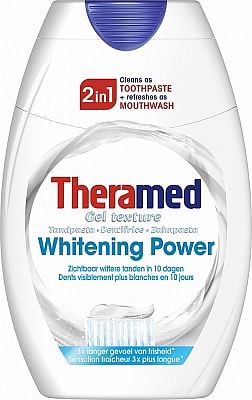 Aanbiedingen Theramed Tandpasta 2in1 Ultra Whitener 75ml - Geldig van 15/08/2021 tot 27/10/2021 bij Drogisterij.net