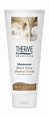 Aanbiedingen Therme Hammam Black Soap Shower Scrub 200ml - Geldig van 15/08/2021 tot 22/11/2021 bij Drogisterij.net