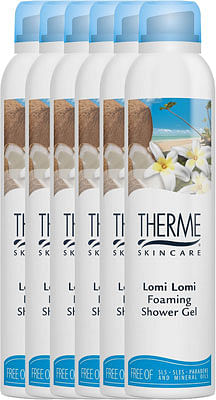 Aanbiedingen Therme Lomi Lomi Foaming Shower Gel Voordeelverpakking 6x200ml - Geldig van 15/08/2021 tot 12/11/2021 bij Drogisterij.net