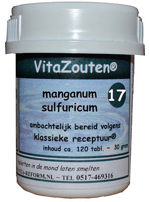Aanbiedingen Vita Reform Manganum Sulfr 17/6 - Geldig van 15/08/2021 tot 22/10/2021 bij Drogisterij.net