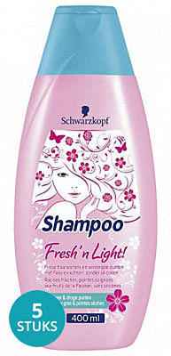 Aanbiedingen Schwarzkopf Fresh N Light Shampoo Voordeelverpakking 5x400ml - Geldig van 20/08/2021 tot 21/08/2021 bij Drogisterij.net
