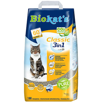 Aanbiedingen Biokat's Kattenbakvulling Classic 18 liter - Geldig van 17/09/2021 tot 22/01/2022 bij Plein