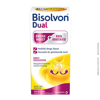 Aanbiedingen Bisolvon Dual Droge Hoest Keelirritatie Siroop 100 ml - Geldig van 19/09/2021 tot 22/01/2022 bij Plein