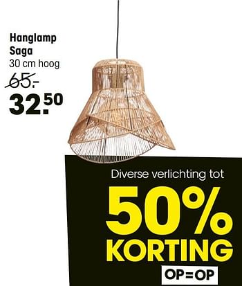 Aanbiedingen Hanglamp saga - Huismerk - Kwantum - Geldig van 03/01/2022 tot 23/01/2022 bij Kwantum