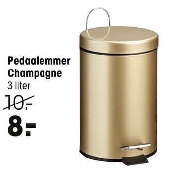 Aanbiedingen Pedaalemmer champagne - Huismerk - Kwantum - Geldig van 03/01/2022 tot 23/01/2022 bij Kwantum