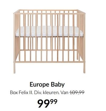 Aanbiedingen Europe baby box felix ii - Europe baby - Geldig van 04/01/2022 tot 17/01/2022 bij Babypark