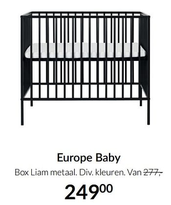 Aanbiedingen Europe baby box liam metaal - Europe baby - Geldig van 04/01/2022 tot 17/01/2022 bij Babypark