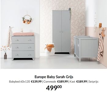 Aanbiedingen Europe baby sarah grijs - Europe baby - Geldig van 04/01/2022 tot 17/01/2022 bij Babypark