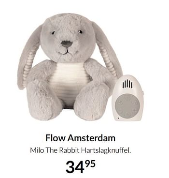 Aanbiedingen Flow amsterdam milo the rabbit hartslagknuffel - Flow Amsterdam - Geldig van 04/01/2022 tot 17/01/2022 bij Babypark