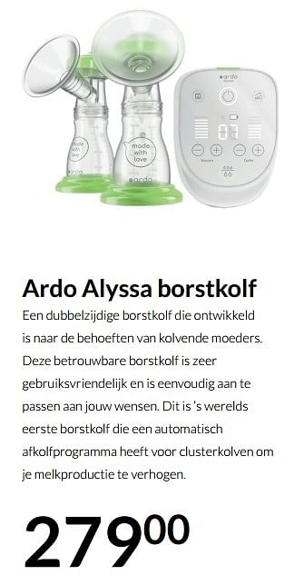 Aanbiedingen Ardo alyssa borstkolf - Ardo - Geldig van 04/01/2022 tot 17/01/2022 bij Babypark