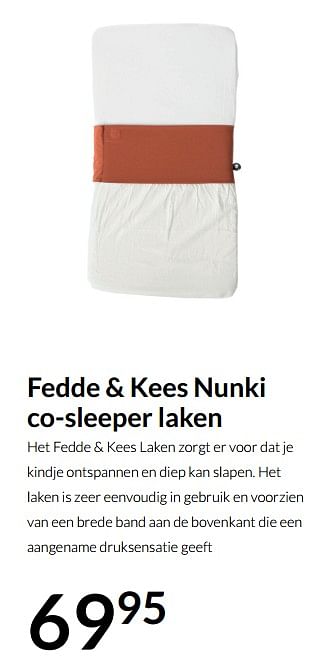 Aanbiedingen Fedde + kees nunki co-sleeper laken - Fedde &amp; Kees - Geldig van 04/01/2022 tot 17/01/2022 bij Babypark