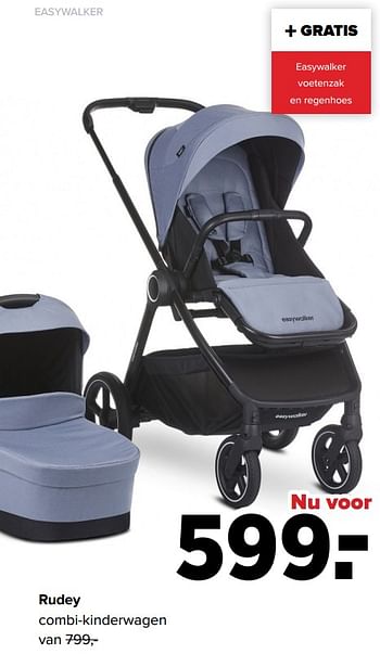 Aanbiedingen Rudey combi-kinderwagen - Easywalker - Geldig van 03/01/2022 tot 29/01/2022 bij Baby-Dump