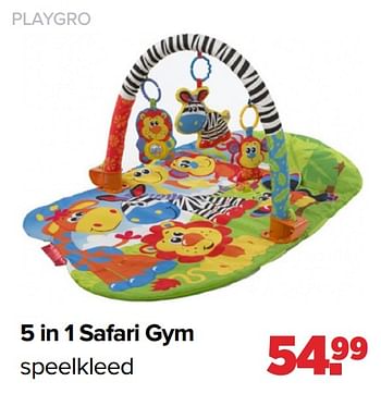Aanbiedingen 5 in 1 safari gym speelkleed - Playgro - Geldig van 03/01/2022 tot 29/01/2022 bij Baby-Dump
