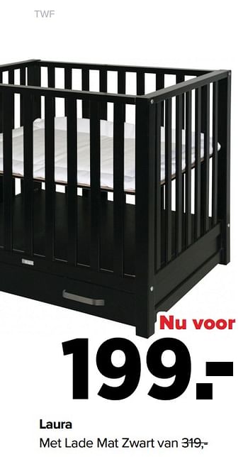 Aanbiedingen Laura met lade mat zwart - TWF - Geldig van 03/01/2022 tot 29/01/2022 bij Baby-Dump