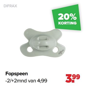 Aanbiedingen Fopspeen - Difrax - Geldig van 03/01/2022 tot 29/01/2022 bij Baby-Dump