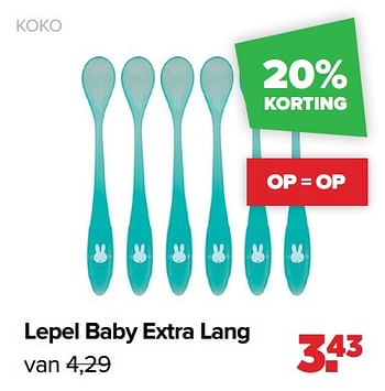 Aanbiedingen Lepel baby extra lang - Koko - Geldig van 03/01/2022 tot 29/01/2022 bij Baby-Dump