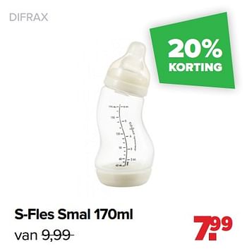 Aanbiedingen S-fles smal - Difrax - Geldig van 03/01/2022 tot 29/01/2022 bij Baby-Dump