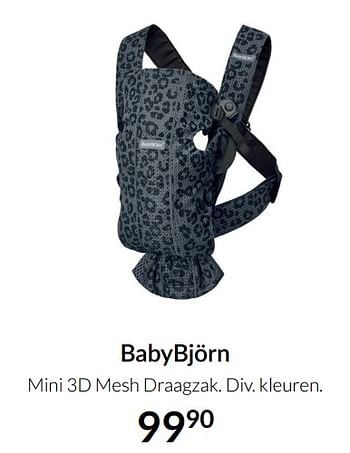 Aanbiedingen Babybjörn mini 3d mesh draagzak - BabyBjorn - Geldig van 04/01/2022 tot 17/01/2022 bij Babypark