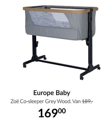Aanbiedingen Europe baby zoë co-sleeper grey wood - Europe baby - Geldig van 04/01/2022 tot 17/01/2022 bij Babypark