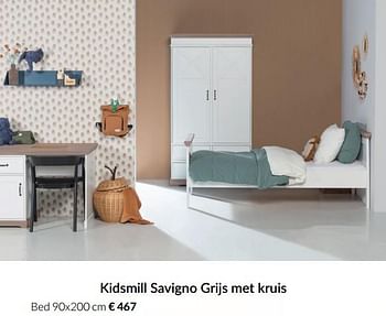 Aanbiedingen Kidsmill savigno grijs met kruis bed - Kidsmill - Geldig van 04/01/2022 tot 17/01/2022 bij Babypark