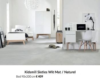 Aanbiedingen Kidsmill sixties wit mat - naturel bed - Kidsmill - Geldig van 04/01/2022 tot 17/01/2022 bij Babypark