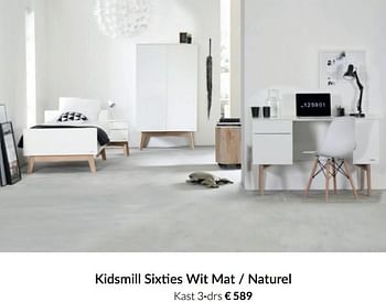 Aanbiedingen Kidsmill sixties wit mat - naturel kast 3-drs - Kidsmill - Geldig van 04/01/2022 tot 17/01/2022 bij Babypark