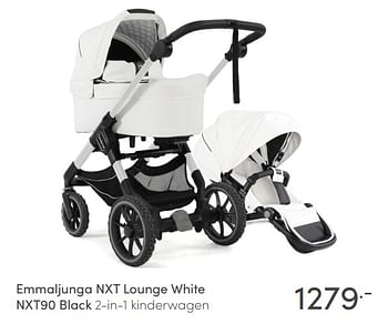Aanbiedingen Emmaljunga nxt lounge white nxt90 black 2-in-1 kinderwagen - Emmaljunga - Geldig van 09/01/2022 tot 15/01/2022 bij Baby & Tiener Megastore