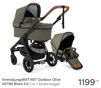 Aanbiedingen Emmaljunga nxt nxt outdoor olive nxt90 black 3.0 2-in-1 kinderwagen - Emmaljunga - Geldig van 09/01/2022 tot 15/01/2022 bij Baby & Tiener Megastore