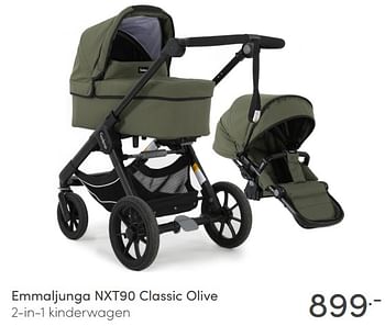Aanbiedingen Emmaljunga nxt90 classic olive 2-in-1 kinderwagen - Emmaljunga - Geldig van 09/01/2022 tot 15/01/2022 bij Baby & Tiener Megastore