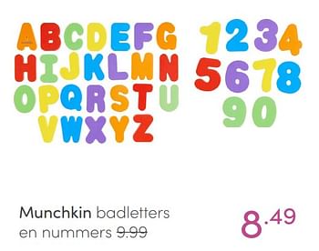 Aanbiedingen Munchkin badletters en nummers - Munchkin - Geldig van 09/01/2022 tot 15/01/2022 bij Baby & Tiener Megastore