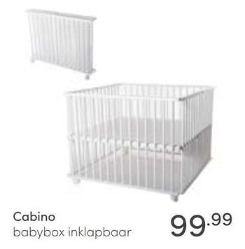 Aanbiedingen Cabino babybox inklapbaar - Cabino - Geldig van 16/01/2022 tot 22/01/2022 bij Baby & Tiener Megastore